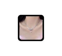 Allereya Vintage Bow Pearl Choker Necklace Silver Snake Chain Collar Necklaces Wedding Pearl Pendent Necklace Cz Bowknot Necklaces Crystal Ribbon Jewelry for Women