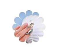 Allereya Vintage Crystal Snake Finger Tip Nail Ring Rhinestone Fingernail Ring Nail Star Nail Cap Cover Ring Silver Fingertip Nail Ring Decoration Jewelry for Women and Girls (Silver)