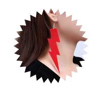 Allereya Vintage Lightning Bolt Dangle Earrings Acrylic Thunder Drop Earrings Resin Thunder Earrings Red Lightning Bolt Earrings Jewelry for Women and Girls (Red)