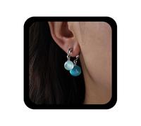Allereyae Boho Glass Bead Dangle Earrings Ball Ear Jacket Earrings Glass Ball Drop Earring Beads Double Sided Earring Blue Gemstone Dangle Front Back Jewelry for Women