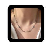 Allereyae Boho Rainbow Gemstone Bead Necklace Colorful Crystal Square Necklace Multicolor Cz Necklaces Gold Crystal Square Pendent Necklaces Cz Baguette Jewelry for Women, Zinc, No Gemstone