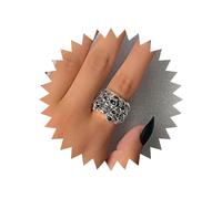 Allereyae Gothic Halloween Skull Ring Skull Band Ring Gold Skull Skeleton Ring Skull Face Rings Adjustable Open Ring Jewelry for Women, Zinc, No Gemstone