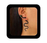 Allereyae Gothic Halloween Snake Earrings Black Snake Stud Earrings Serpent Ear Jacket Serpent Front Back Viper Stud Jewelry for Women