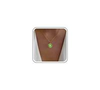 Allereyae Green Daisy Flower Pendant Necklace, Women's Boho Choker, 16 Inch Chain, Green Enamel Daisy Pendant, Fine Jewelry