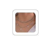 Allereyae Punk Layered Lightning Bolt Necklace Lightning Bolt Choker Necklace Silver Curb Chain Necklace Thunderbolt Dangle Necklace Lightning Pendent Necklace Jewelry for Women