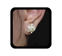 Allereyae Vintage Birth Flower Stud Earring Silver Floral Stud Earring Chrysanthemum Flower Earrings Minimalist Floral Earrings Birth Month Dangle Cz Blossom Jewelry for Women