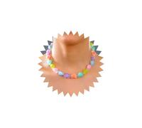 Allereyae Vintage Colorful Heart Choker Necklace Rainbow Heart Bead Necklace Acrylic Heart Necklace Love Heart Pendent Necklace Heart Link Necklace Jewelry for Women