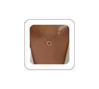 Allereyae Vintage Crystal Circle Pendant Necklace Rhinestone Hoop Necklace Hollow Circle Choker Necklace Gold Cz Karma Circle Necklace Jewelry for Women
