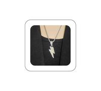 Allereyae Vintage Crystal Lightning Bolt Necklace Silver Italian Chain Choker Necklace Cz Lightning Pendent Necklace Thunderbolt Chain Necklace Thunder Necklace Jewelry for Women
