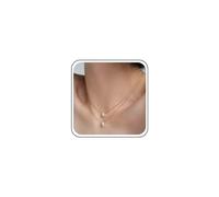 Allereyae Vintage Gold Layered Crystal Choker Necklace Double Layering Teardrop Necklace Teardrop Crystal Collar Necklace Cubic Rhinestone Pendant Necklace Jewelry for Women
