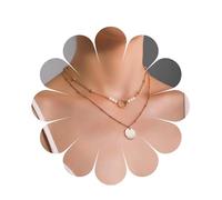 Allereyae Vintage Layered Coin Disc Necklace Matter Coin Pendant Necklace Gold Pearl Necklace Gold Ball Chain Choker Necklace Jewelry for Women