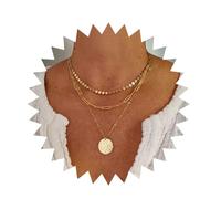 Allereyae Vintage Layered Coin Disc Pendant Necklace Matter Coin Choker Necklace Gold Coin Chain Necklace Punk Paperclip Chain Necklace Jewelry for Women (Gold), Zinc, No Gemstone