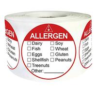 Allergen Allergy Warning Labels Sticker 2 Inch Fluorescent Red Adhesive Allergies Stickers Food Rotation Labels Food Allergy Warning Circle Dots Label for Grocery Stores,Food Packaging 500 Pcs