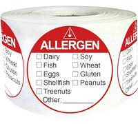Allergen Allergy Warning Labels Sticker 2 Inch Fluorescent Red Adhesive Allergies Stickers Food Rotation Labels Food Allergy Warning Circle Dots Label for Grocery Stores,Food Packaging 500 Pcs