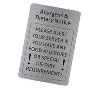 Allergens Dietary Notice Aluminium Metal Sign Brushed SILVER Tin Food Allergies Special Requirements Nuts Glucose Restaurant Cafe Hotel Service Door Information Polite 150x100mm SMALL ME21