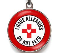 Allergies Dog Tag - Add Your Info to Back - I Have Allergies Do Not Feed Medical Alert Pet ID - Durable Safety Tag for Dogs and Cats - 2 Sizes - 36 Colour Options - Custom Double-Sided Tag