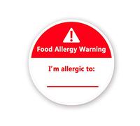 Allergies Stickers,Writable Allergy Labels,I'm Allergic to Stickers,1.5 Inch Total 500 Per Roll