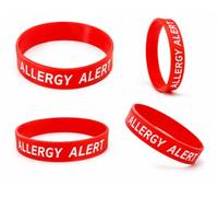 Allergy Alert Wristband, Red, Medical Identification Band for Allergy Awareness (5)