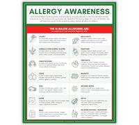 Allergy Awareness Poster A4 | Laminated Food Allergy Chart with 14 Major Allergens | Water-Resistant Kitchen Safety Sign for Restaurants, Cafés & Catering | Premium 450gsm Card