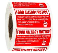 Allergy Sticker for Cake Food Allergy Stickers 1 x 2 Inch Allergen Warning Labels for Bakery, Party,Restaurants 500 pcs