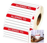Allergy Warnings Stickers Allergic to Stickers Medical Labels - Fluorescent Red Allergen Warning Stickers Food Rotation Labels Adhesive Allergies Sticker for Grocery Stores, Food Packaging 300 Pcs