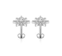 AllerPierce 16G Titanium Steel Labret Lip Studs Silver Cubic Zirconia Tragus Helix Cartilage Lip Studs Nose Studs Earrings Piercing Jewellery for Women Men 2pcs