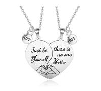 AllerPierce Best Friends Necklace Gifts BFF Friendship Matching Heart Necklaces for 2 Girls BFF Friendship Gifts for Women Best Friend Bestie Graduation Birthday Christmas Anniversary