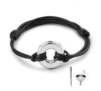 AllerPierce Cremation Urn Bracelet for Ashes Leather Memorial Keepsake Circle of Life Eternity Bracelet Cremation Jewellry for Men Women Dog Cat Pet Stainless Steel Ashes Funnel Kit-Silver