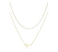 AllerPierce Gold Cross Necklace for Women 18K Gold Plated Cross Pendant Necklace Dainty Simple Layered Choker Necklaces Trendy Jewellery Gifts for Women Girls