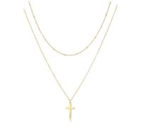 AllerPierce Gold Cross Necklace for Women 18K Gold Plated Cross Pendant Necklace Dainty Simple Layered Choker Necklaces Trendy Jewellery Gifts for Women Girls