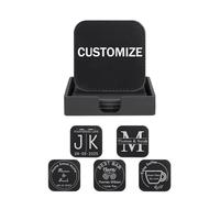 AllerPierce Personalised Coasters Set of 5, Custom Leather Coasters for Drink with Holder, Personalised Coaster Name/Logo for Coffee Beer Table Bar Wine Tea Cup, Gifts for Housewarming Wedding