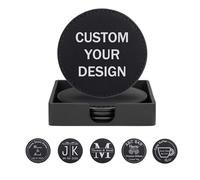 AllerPierce Personalised Coasters Set of 5, Custom Leather Coasters for Drink with Holder, Personalised Coaster Name/Logo for Coffee Beer Table Bar Wine Tea Cup, Gifts for Housewarming Wedding