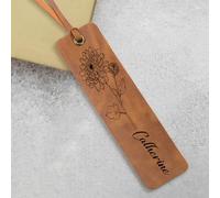 AllerPierce Personalised Leather Bookmark Gifts for Women Men, Custom Bookmark with Birth Month Flower, Personalised Book Mark Gifts for Teachers Book Lover Mum Friends Birthday Graduation Christmas