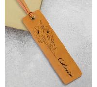 AllerPierce Personalised Leather Bookmark Gifts for Women Men, Custom Bookmark with Birth Month Flower, Personalised Book Mark Gifts for Teachers Book Lover Mum Friends Birthday Graduation Christmas