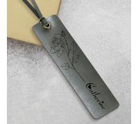 AllerPierce Personalised Leather Bookmark Gifts for Women Men, Custom Bookmark with Birth Month Flower, Personalised Book Mark Gifts for Teachers Book Lover Mum Friends Birthday Graduation Christmas