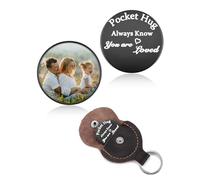 AllerPierce Personalised Photo Keyring for Men Women, Custom Pocket Hug Token Leather Keychain Long Distance Relationship Gifts for Her Him Dad Mum Boyfriend Girlfriend Christmas Birthday