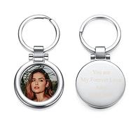 AllerPierce Personalized Custom Keyring Print Photo Picture Key Ring Holder Engraved Picture Text Keychain Gifts (C round 1-photo&text)