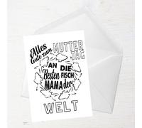 Alles Gute Zum Muttertag An Die Besten Fisch Mama Der Welt Greetings Card - Large Card