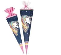 alles-meine.de GmbH School Cone - Unicorn - Rainbow Mane 70-100 cm Choice of Sizes - Matching Small Decorative School Cones - Sugar Bag - Tulle Closure / Felt Closure -
