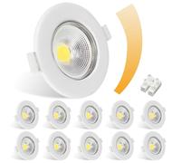 Allesgute 10X LED Downlights Ceiling Dimmable 7W COB Ultra Slim LED Spot Lights for Bedroom Living Room Round White Recessed Ceiling Lights Cool White 600lm, Cutout Ø65-88mm