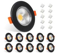 Allesgute 10X LED Downlights for Ceiling 7W Ultra Slim Recessed Ceiling Lights Warm White Round Black Down Lights for Bedroom Living Room, Cutout Ø65-88mm