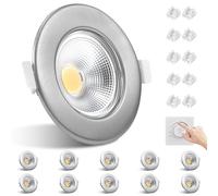 Allesgute 10X LED Recessed Ceiling Lights Dimmable 10W Ultra Slim COB Downlights for Ceiling Warm White 850lm Round Brushed Chrome Down Lights 240V for Bedroom Living Room