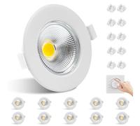 Allesgute 10X Recessed Ceiling Lights Dimmable 10W Ultra Slim COB Downlights for Ceiling Cool White 850lm Round White Down Lights for Bedroom, Cutout ø65-88mm