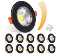 Allesgute 10X Recessed Ceiling Lights Dimmable 7W COB 600lm Cool White Ultra Slim LED Downlights for Ceiling Round Black LED Spot Lights for Bedroom Living Room, Cutout Ø65-88mm