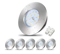 Allesgute 6X 5W LED Downlights for Ceiling Round IP44 Warm White | Ultra Slim Brushed Chrome LED Spotlights 3000K 240V, Cutout Ø60-68mm