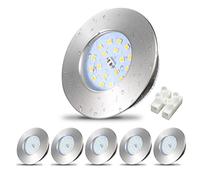 Allesgute 6X 5W Recessed Ceiling Lights IP44 Downlights 6000K | Waterproof Ultra Slim Brushed Chrome LED Spot Lights Cool White, Cutout Ø60-68mm