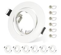 Allesgute 6X GU10 Downlights for Ceilings 360° Tilt Swivel Recessed Ceiling Lights Metal Frame Round Matte White GU10 Light Fitting with Lampholders, Cutout: 68-85mm, No Bulbs