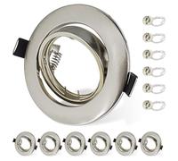 Allesgute 6X Recessed Ceiling Lights Mounting Frame Round Brushed Chrome Downlights for Ceiling 360° Tilt Swivel LED Spotlight Fitting 240V incl. GU10 Socket, Cutout: 68-85mm, No Bulbs