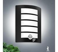 Allesgute Outdoor Wall Lights with PIR Motion Sensor, IP44 Waterproof Curved Outside Lights Mains Powered Black Wall Lamp for Porch, Front Door, Incl.12W E27 Bulbs Cool White 6000K