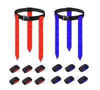 Alleshelfer Tag Rugby Belt Set for 14 Players, 130cm Adjustable Flag Football-Belts, 14-Adjustable Belts with 42 Flags, Team Training Equipment for Schools and Clubs, Red/Blue